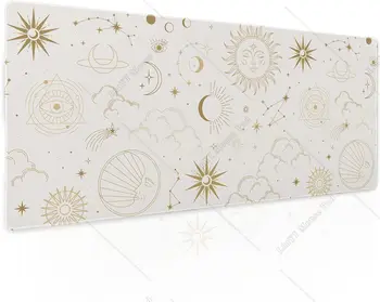 Boho Sun Moon Mari Mouse Pad Mistică Galaxy Stele Nori Mari Birou Mat Mare Alb Desk Pad Non-Alunecare De Cauciuc De Bază Marginea Cusute