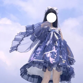 Japanse Lolita Meduze pulover Bleumarin Fusta Creaturi Marine de Imprimare JSK Arc Gotic Lolita Rochie Kawaii