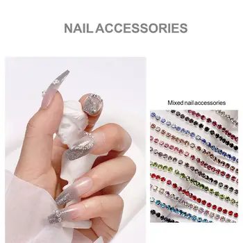 12 Grile/Cutie Elegant Unghii Lanț de Metal Cutie Multi-colorate Nail Art Lanț de Unghii de Arta Stras Lanț de Metal Bijuterii