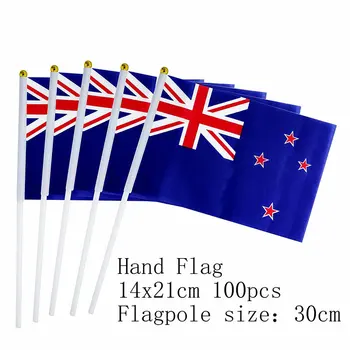 zwjflagshow Noua Zeelandă Mână Steagul 14*21cm 100buc poliester noua Zeelandă Mici de Mână fluturând Steagul cu plastic catarg pentru decor