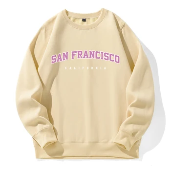 San Francisco, California Scrisoare De Imprimare Bărbați Cu Glugă Liber Casual Hoodie Fleece Bază De Zi Cu Zi Se Potrivesc Trening Clasic Retro Hoody