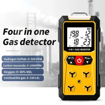 Detector de Scurgeri de gaze 4-în-1 (H2S, EX, O2, CO) - de Origine de Încredere și Siguranță la locul de Muncă Monitoriza cu precizie de Detectare