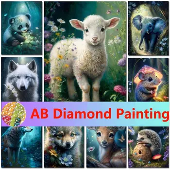 New Sosire Diamant Pictura Animale Adorabil Plin De Diamante Mozaic Broderie Vânzare Carne De Miel Elefant Stras Poze