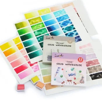 12 Culori Solide Acuarelă Pigmenti Vopsea Set Nu-toxice Acuarele Morandi Neon Guașă Calitate de Desen DIY de Artă