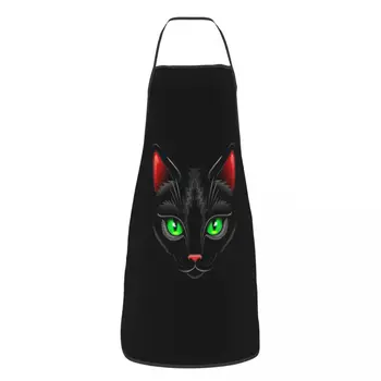Unisex Pisica Neagra Portret Salopete Șorț Adulți Femei Bărbați Chef Tablier Bucătărie pentru Gătit Bucătărie de Copt
