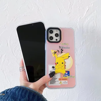 Pikachus Squirtles de desene animate drăguț laser culoare gradient Cazuri de Telefon Pentru iPhone 15 14 13 12 11 Pro Max Capacul din Spate