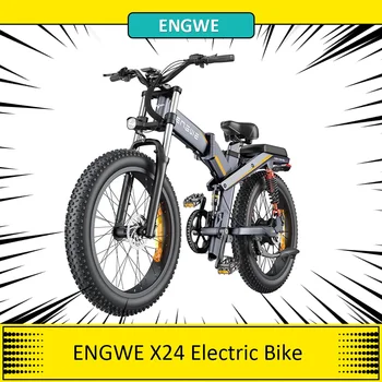 ENGWE X24 Bicicleta Electrica 48V 1000W Motor Puternic de 50km/h 19.2 Ah & 10Ah Dual Baterie 95 Gama de Mile, 24*4.0 