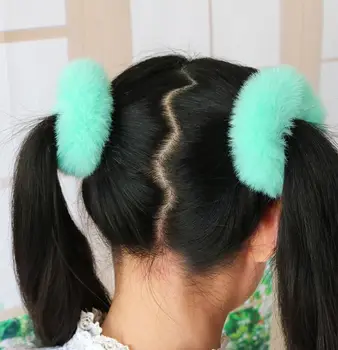 Noi Fata de Iarna Casual Artificiale Rex Blana Pom Pom Bentita Elastic Banda de Păr pentru Femei Bentițe Bastoane de Păr Agrafe de par