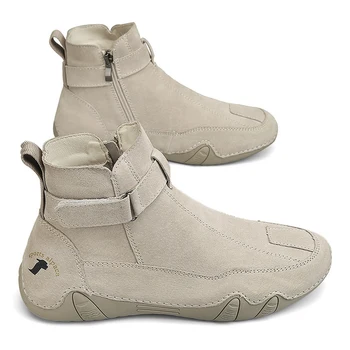 New Sosire cu Fermoar Lateral Cizme de piele de Căprioară pentru Barbati Pantofi Casual din Piele Impermeabil Cizme Glezna Solid de Culoare Moda High Top Adidași