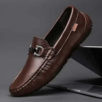 Trendy Brand Mocasini Barbati 2023 Primăvara și Toamna Noua din Piele Pantofi Casual Versatil Slip-on Leneș Pantofi pentru Bărbați
