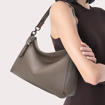 Noua moda pentru femei geanta din piele pungă de umăr mare capacitate moale stratul de sus piele de vacă clepsidra geanta subsuoară sac