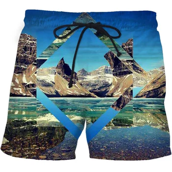 Peisaje naturale Graphic pantaloni Scurti Casual de Vara Barbati de Imprimare 3D pantaloni Scurți de Plajă Surf costume de Baie Moda de sex Masculin Sport pantaloni Scurți Largi