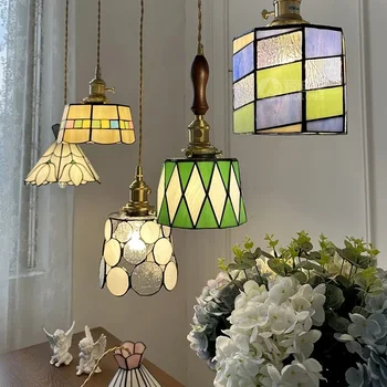 Lucrate Manual Din Sticlă De Murano Tavan Tiffany Pandantiv Lumina Dormitor Sufragerie Bucatarie Lampa Corp De Iluminat Decor Acasă Luminaria
