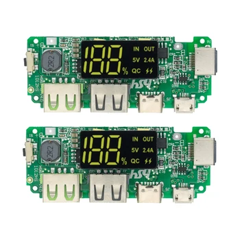 2 BUC LED-uri Dual USB 5V 2.4 a /Type-C USB Mobile Power Bank 18650 Modulul de Încărcare Baterie de Litiu, Încărcător de Bord de Circuit