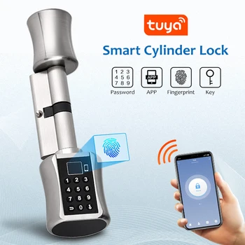 TUYA Bluetooth Smart Cilindru Blocare Biometrice Electronice Digitale Tastatura de acces fără cheie Cu Cod de Amprente RFID Card de Blocare a ușii