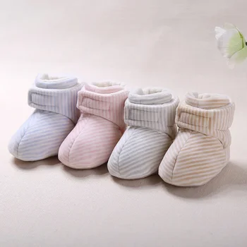 Baby Pantofi de Bumbac în Toamna și Iarna 0-1 Ani Groase de Cristal Catifea cu Dungi Moale cu talpi de Pantofi Nou-născut Moale cu talpi