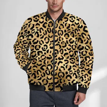 Aurul Negru Leopard De Imprimare Jachete Ghepard Animale Windproof Haine De Iarnă Pentru Bărbați Street Sacou Casual Îmbrăcăminte Exterioară Supradimensionate Protecție Împotriva Vântului