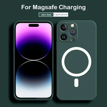Silicon lichid Magnetic Caz pentru Apple iPhone 14 Pro Max Plus aiphone 14Pro iphone14 promax 5G Taxa radio Capacul Carcasei