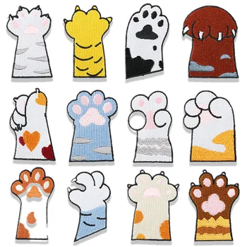 12Pcs Pisica Drăguț Laba Patch-uri pentru Îmbrăcăminte de Fier pe Coase pe Laba Appliquees pentru Rochii de Blugi, Pălării, Tricouri, Jachete Rucsaci DIY Meșteșug