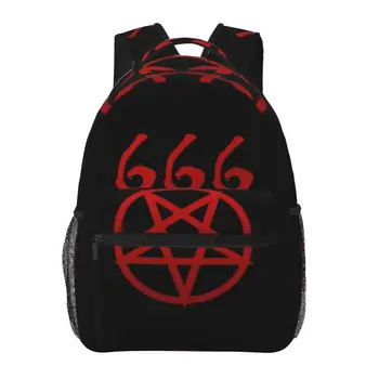 Casual Simplu Nou Femei Rucsac pentru Adolescente Travel Geantă de Umăr 666 Pentagrama Satanică
