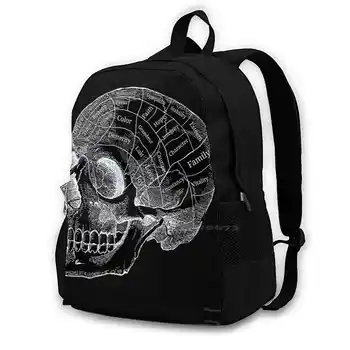 Frenologia Craniu Teen Student Rucsac Laptop Genti De Voiaj Craniu Frenologia Oculte Goth, Gotic Nu Goth Vrăjitoare Negru
