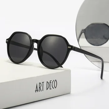 Vara Moda Vintage Simplu Cadru Rotund Polarizate Brand Design Anti-ultraviolete UV400 Casual ochelari de Soare pentru Adulti,Femei,Barbati