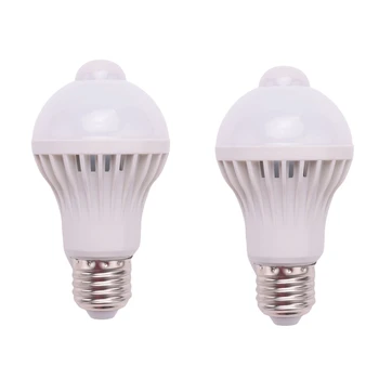 2X E27 Bec Led Lumina de Mișcare Senzor de Lumină LED-uri Senzor de Mișcare PIR, Lampa Glob Bec Lumina Lămpii, 5W