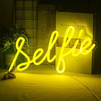 Selfie LED-uri Lumina de Neon Semn Machiaj Dormitor Fete Aprinde Decor de Perete Semn Studio Foto Băieți Camera pentru Copii Decor Partidul Cadouri USB