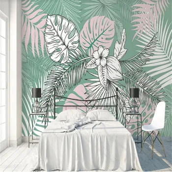 Stil Nordic Mână-pictat Plante Tropicale Moderne de Tapet pentru Camera de zi TV tapet de Fundal de Decor Acasă Murale 3d