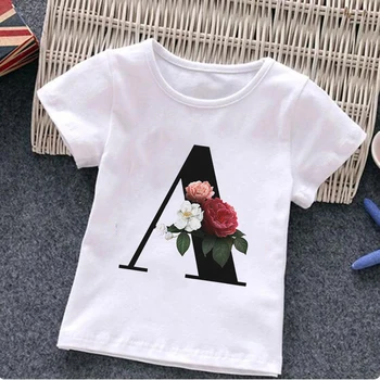 Scrisori Flori Imprimate Copii Tricou Fete Kawaii Topuri Casual Fetita T-Shirt