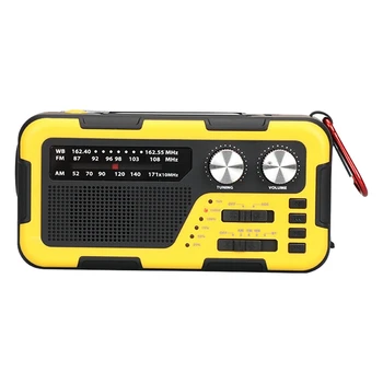 USB Manivela Radio de Urgență Încărcare Solară Radio Plastic Galben 4000Mah pentru Căști de 3,5 Mm Jack Pentru Backpacking în aer liber