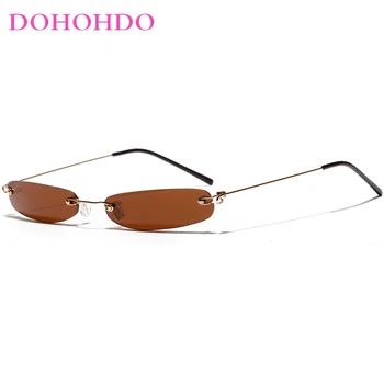 DOHOHDO Ultra Mic Cadru de Lux pentru Bărbați ochelari de Soare pentru Femei de Moda fără ramă Oglindă Colorate Lentile de Oameni Cadru din Aliaj de Ochelari de Soare UV400
