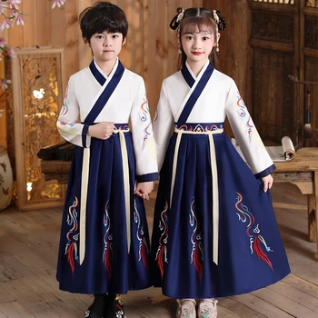 Orientale Fete Și Băieți Hanfu Copii Chineză Tradițională Cu Maneci Lungi Frumoase Haine De Petrecere Seara De Performanță Cosplay Costum