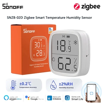 SONOFF SNZB-02D Zigbee Inteligent de Temperatură Senzor de Umiditate cu LCD Mare, de la Distanță de Monitorizare în timp Real Ewelink APLICAȚIA Prin intermediul Alexa de Start Google
