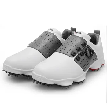 PGM Barbati Pantofi de Golf Confortabil Buton Catarama Impermeabil din Piele Adidasi Crampoane de Unghii Non-Alunecare XZ097