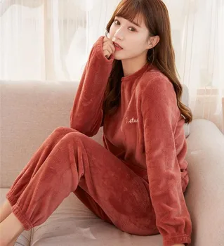 Femei Casual Cald De Lână Pentru Femei Costum De Lână Seturi De Iarna, Treninguri Acasă Catifea Set Pijama Vrac Top Și Pantaloni Cald 2023