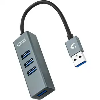 Nanocable 10.16.4402 Adaptorului Multiport USB 3.0 Cu 4 Porturi Gri 10cm, Hub, Switch Splitter Converter