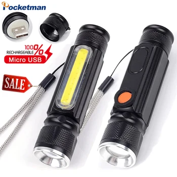 USB Reîncărcabilă Lanterne LED-uri cu Zoom Camping Lanterna cu Cob Lumină rezistent la apa Portabil Tactice Magnetic Lumina de Urgență