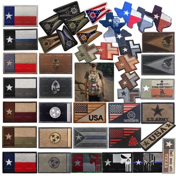 Fierbinte de Vânzare Steagul de Texas Steagul Roșu și Alb din Texas, Ohio Patch-uri 3D Brodate Însemnele cu Rucsac Cârlig Buclă Patch