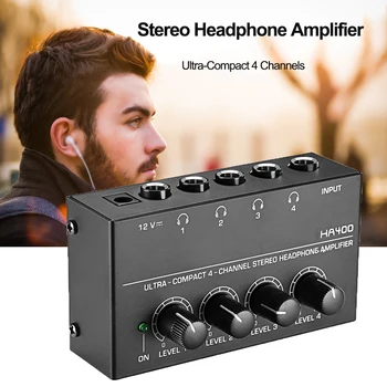 4 Canale Mini Amplificator pentru Căști HA400 Ultra-Compact Amplificator Audio Stereo Cu Adaptor de Alimentare 10MHz Casti Amp pentru Muzica