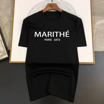 Brand de lux MARITHE scrisoare de imprimare femeie Noul Tricou Barbati Topuri de Vara cu Maneci Scurte Moda T-shirt din Bumbac 100% Tricou Mans