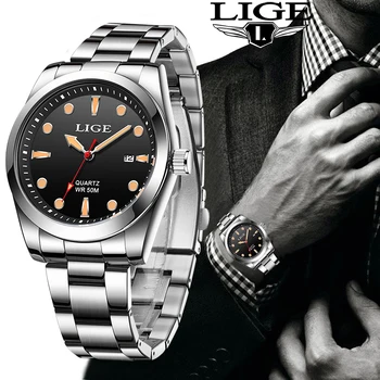 LIGE Brand de Moda de Lux Quatrz Bărbați Ceasuri de Afaceri Impermeabil Ceasuri Luminos Calednar Data Ceas Casual pentru Bărbați ceasuri de Mînă