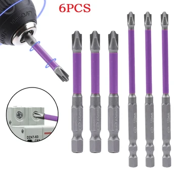 6pcs/set 65/110mm Magnetice Speciale cu Fante Cruce Șurubelniță Bit FPH2 Pentru Socket a Comuta Electrician Scule electrice