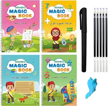 Noi Montessori arabă 4 Cărți Caiet Magic Caligrafie Copii Notebook Copil Reutilizabile Scrisul Scris Cadouri