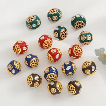 Modă Nouă 16mm 20buc Email Colorat Aliaj de Bijuterii Florale cu Margele Rotunde Ornament Accesoriu Material Gumball Bubblegum Distantiere