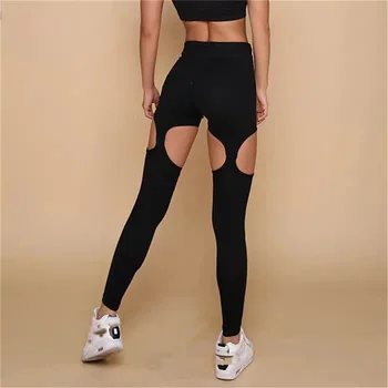 2024 Nailon Femei Sexy Yoga Jambiere Fără Sudură Gol Afară Jambiere Talie Mare Hip Lifttng Tricotat Antrenament De Fitness Pantaloni Skinny