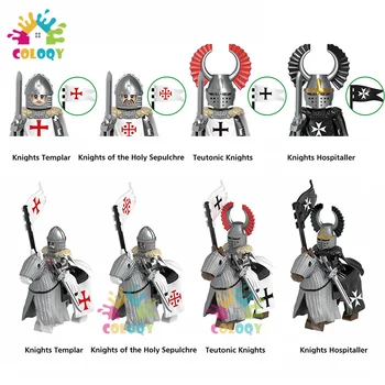 Jucarii Copii Cavalerii Templieri Soldați Blocuri De Constructii De Cai De Război Mini Figurine Evul Mediu Cărămizi Jucarii Pentru Copii, Cadouri De Ziua De Nastere