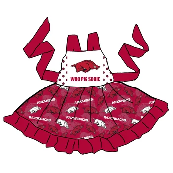 Boutique Fata Rochie De Vara Echipa Uniformă Logo-Ul Personalizat Cu Ridicata Copil Fata Twiurl Rochie De Lapte Material De Mătase