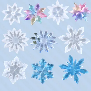 Multi-stil de Cristal Forma de Fulg de nea Cu Gaura Pandantiv Mucegai Silicon Pom de Crăciun Agățat Decor Rășină Epoxidică Matrite