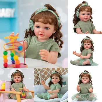 22inch Betty Renăscut Papusa Corp Plin Silicon Moale Fată Copilul 3D Pielea Vene Vizibile Mână de Rădăcini de Păr Cadouri Pentru Copii